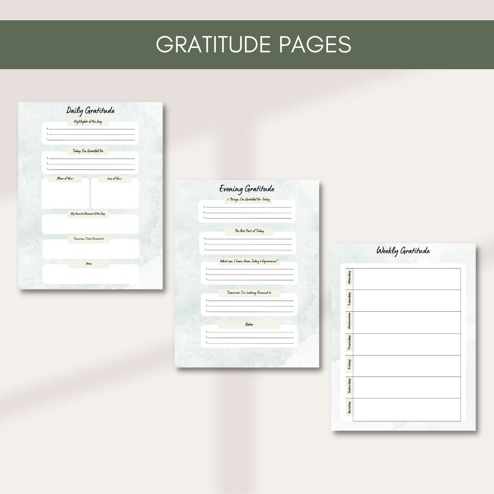 Green Prayer Journal – Printable Faith Planner PLR