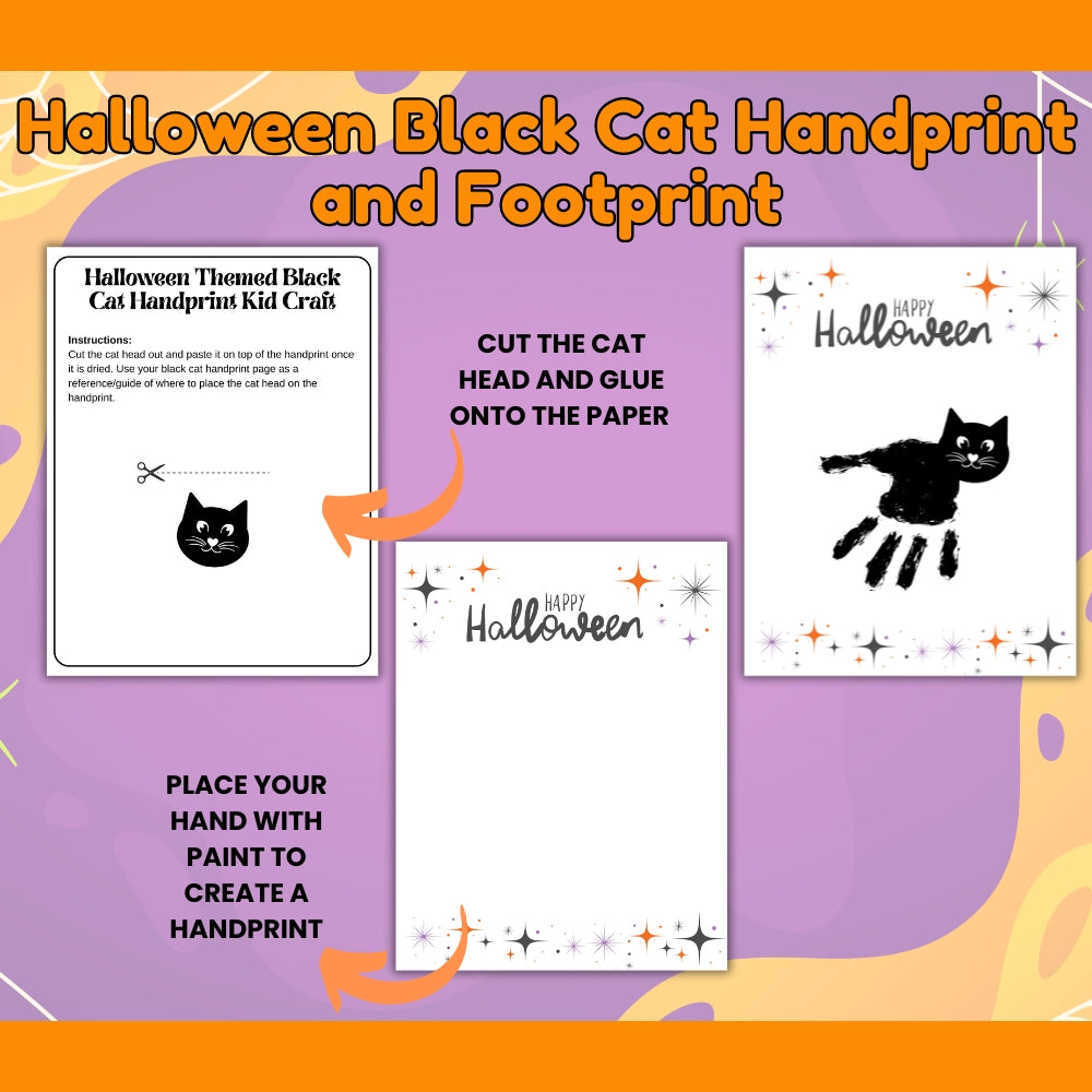 Halloween Black Cat Handprint & Footprint Craft