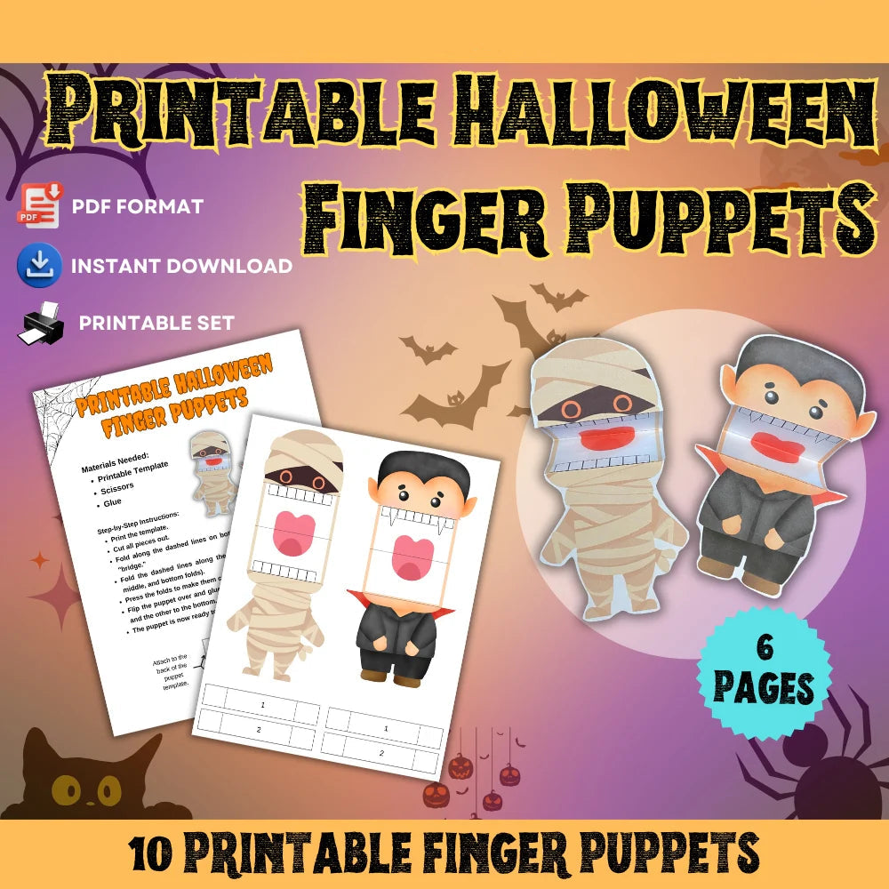 Printable Halloween Finger Puppets for Kids