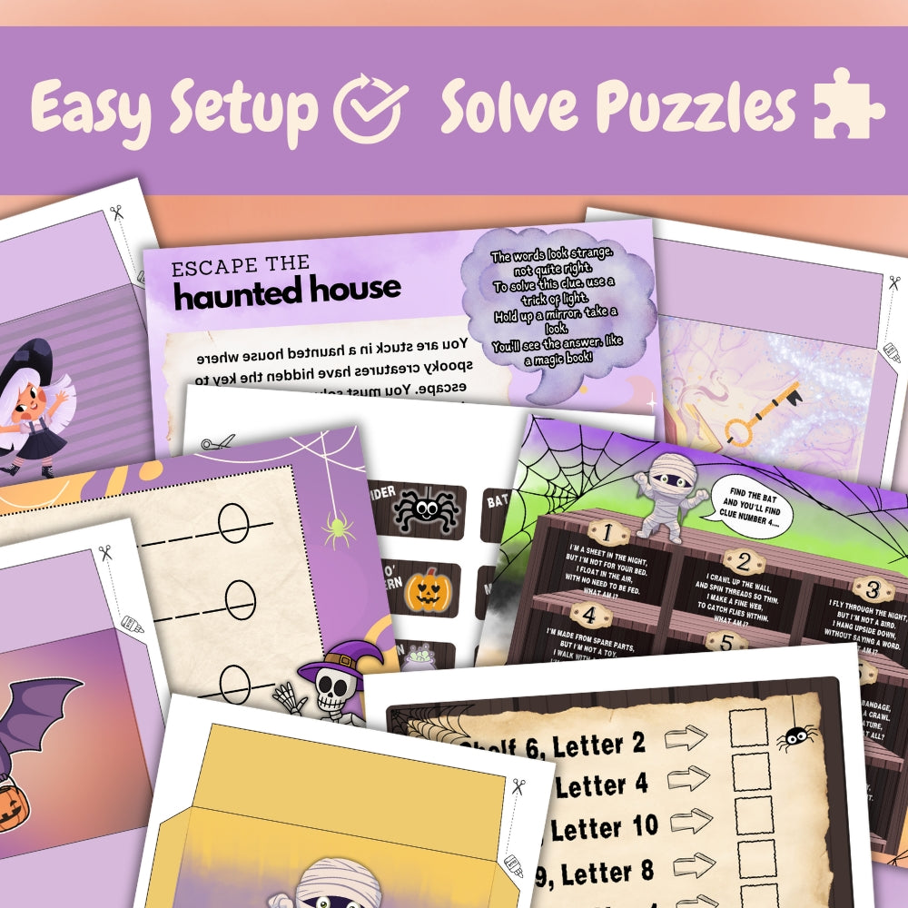 Halloween Haunted House Escape Room – 28 Pages Kids Game