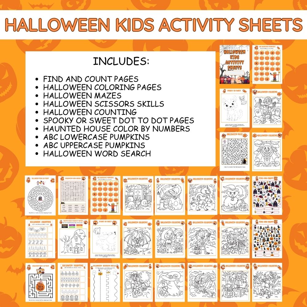 Halloween Kids Activity Sheets – 30 Fun Printables