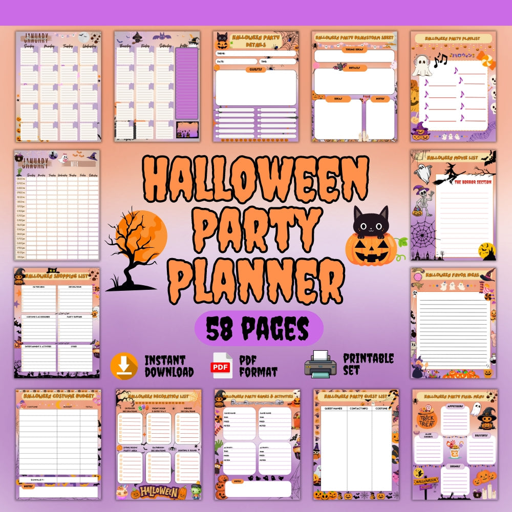 PLR Halloween Party Planner | Printable Editable Spooky Templates