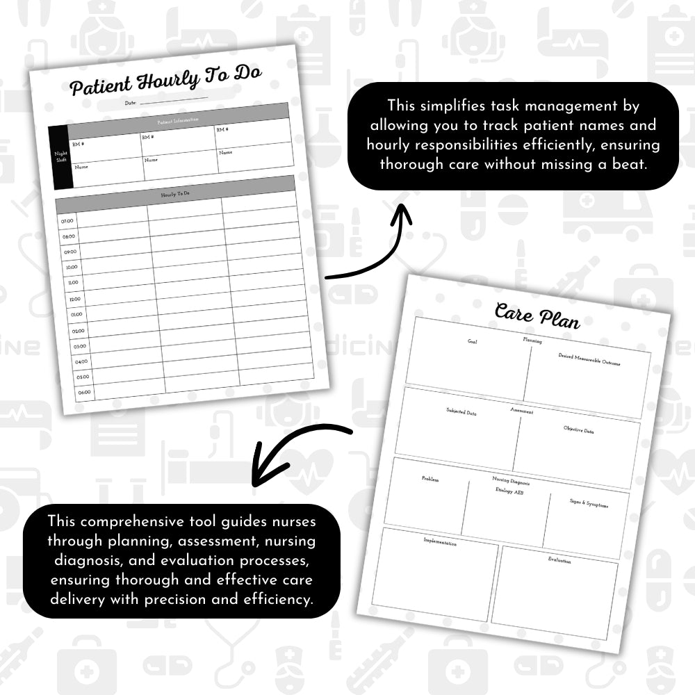 PLR Black & White Healthcare Worker/Nurse Planner | Editable Templates