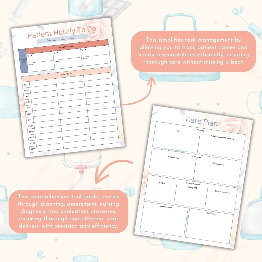 PLR Nurse Planner | Peach Editable Healthcare Worker Templates