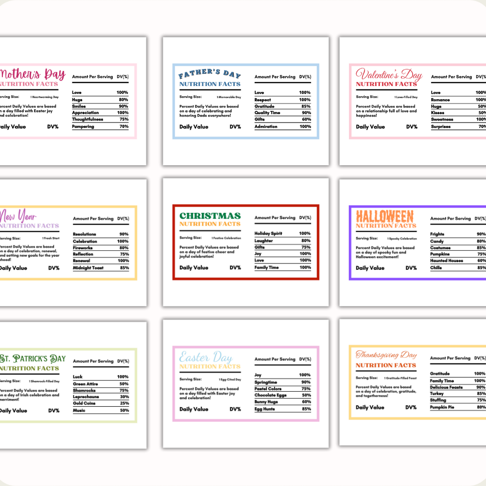 Holiday Nutritional Fact Labels – 10 Festive Designs