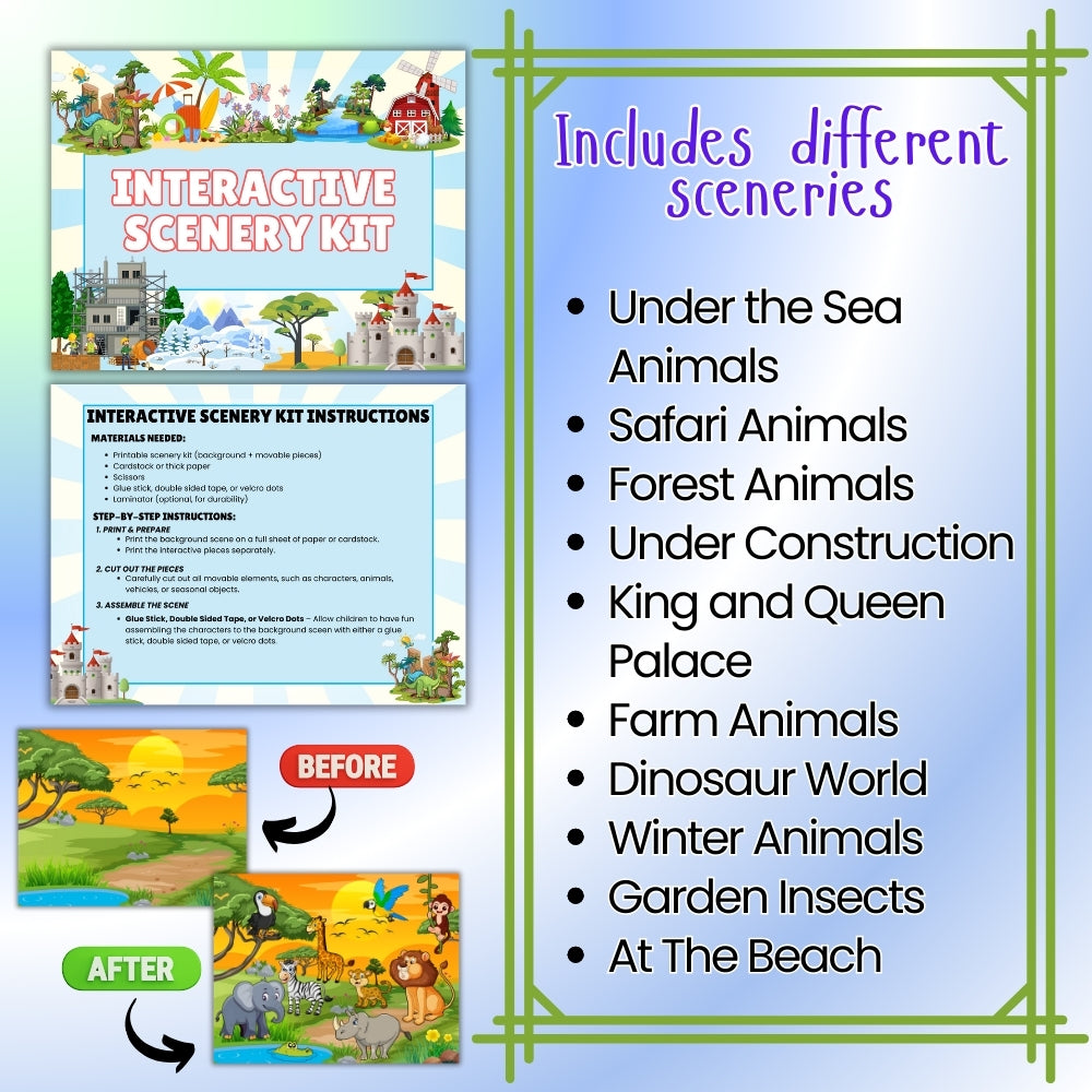 Interactive Scenery Kit – 10 Printable Scenes for Kids