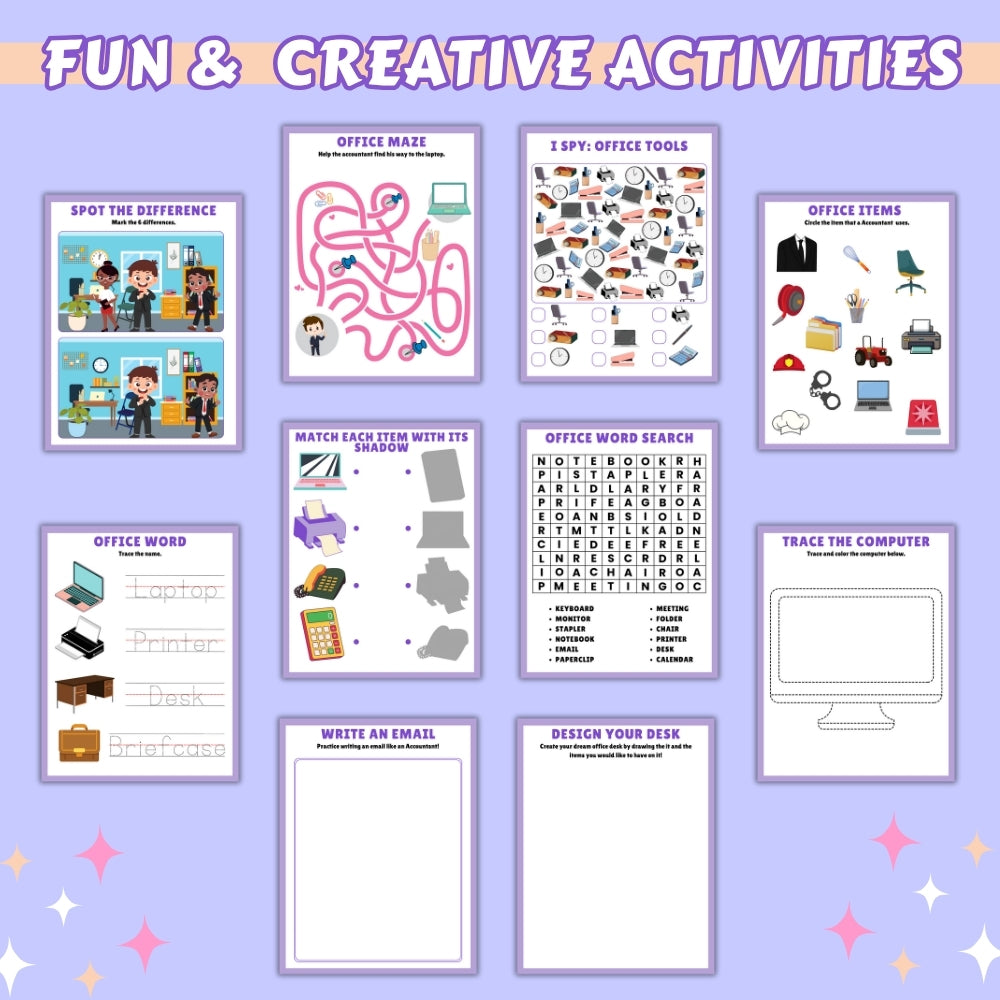 Kids Accountant Activity Pack Printable (19 Pages)