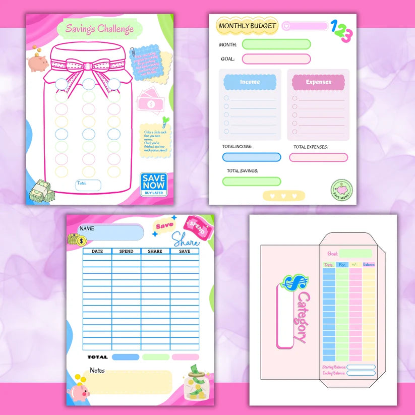 Kids Budget Worksheets Printable (5 Pages)
