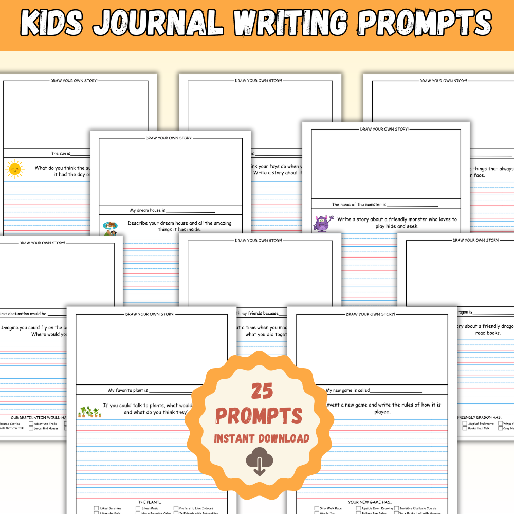 25 Kids Journal Writing Prompts – Printable Pack