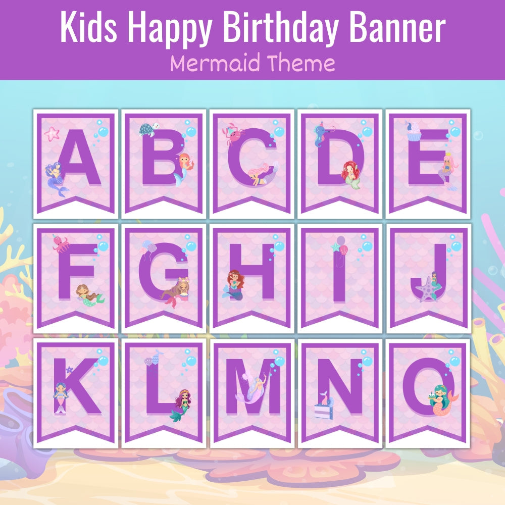 Kids Mermaid Birthday Banner – Printable Party Décor