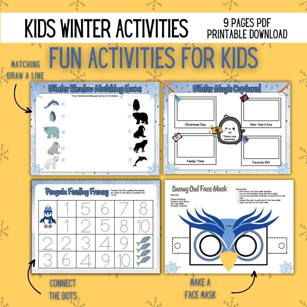 Kids Winter Activities – 9 Fun Printable Worksheets
