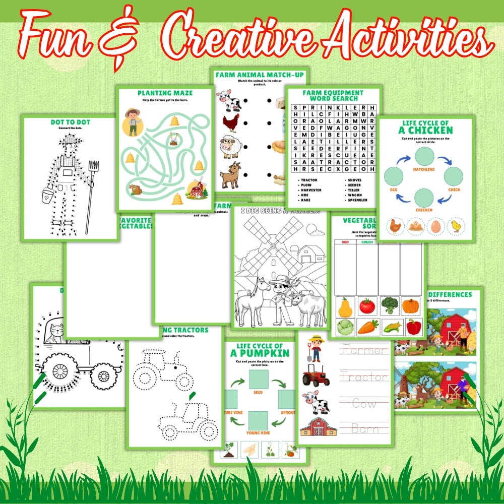 Kids Farmer Activity Pack Printable (27 Pages)