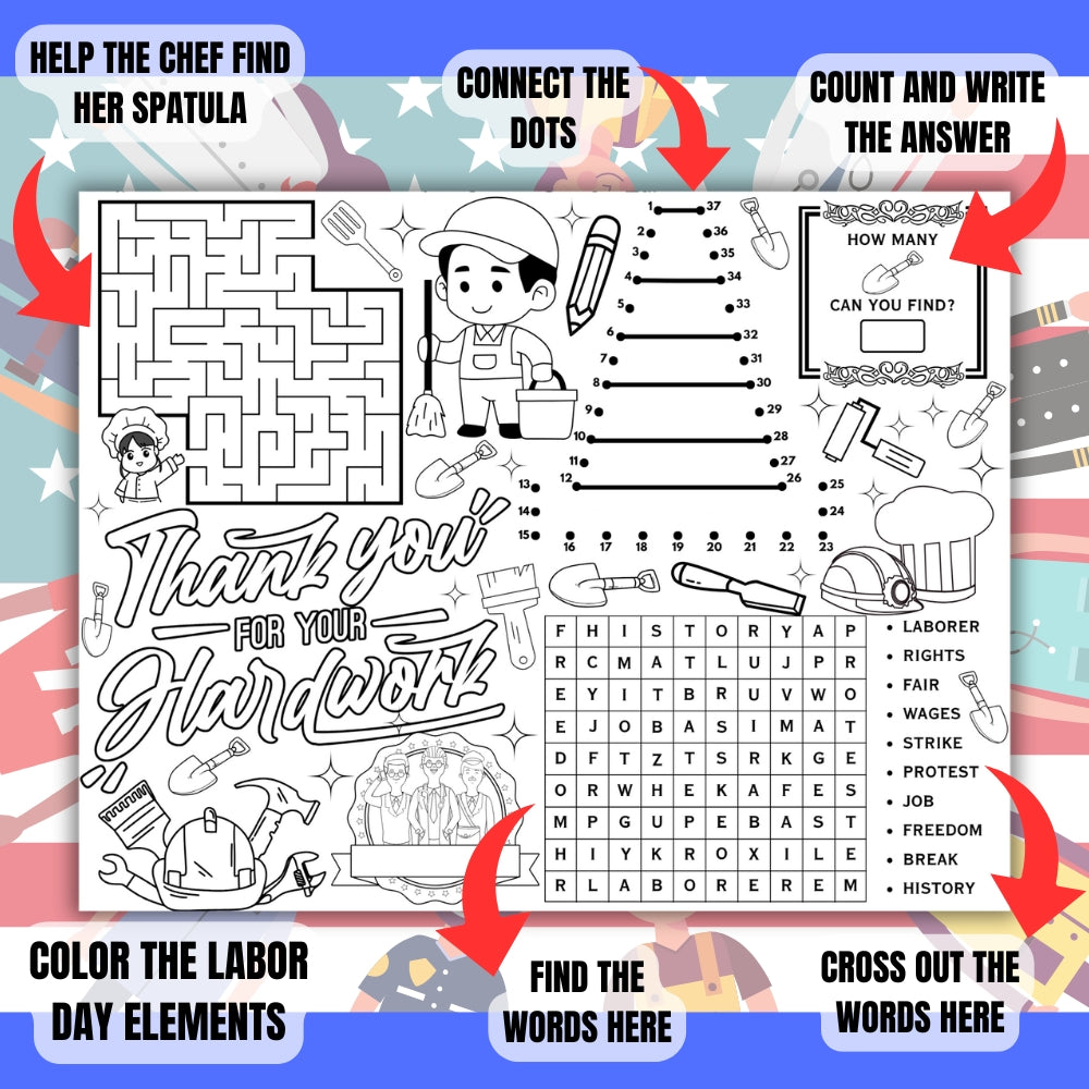 Labor Day Activity Placemats – Printable Fun for Kids