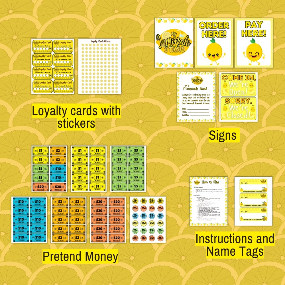 Lemonade Stand Pretend Play Printables – 32 Pages