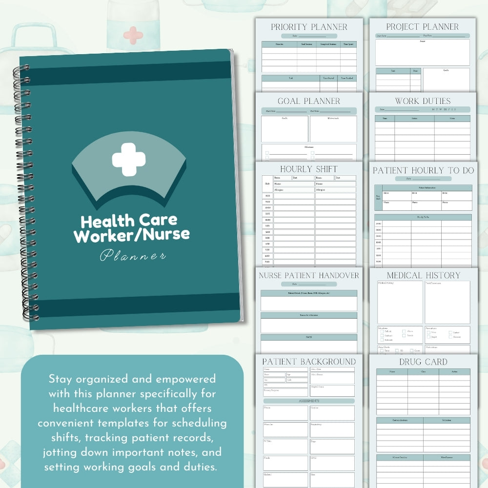 PLR Nurse Planner | Editable Healthcare Worker Organizer Templates