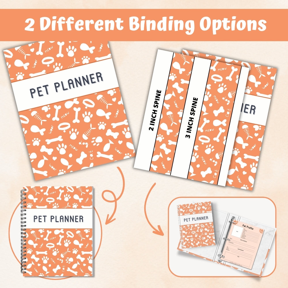 PLR Orange Pet Planner | Editable Pet Care Organizer Templates
