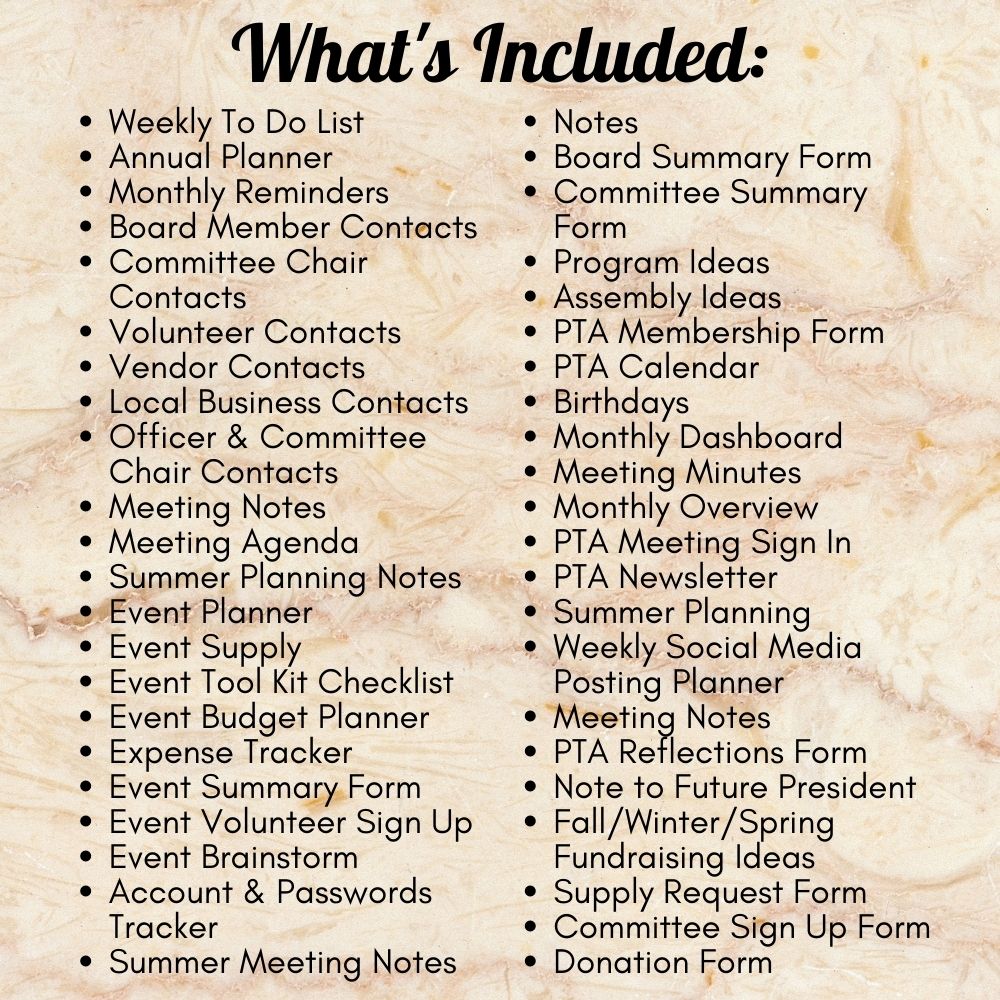 PTA Leader Planner in Brown & White | Organize Meetings & Events