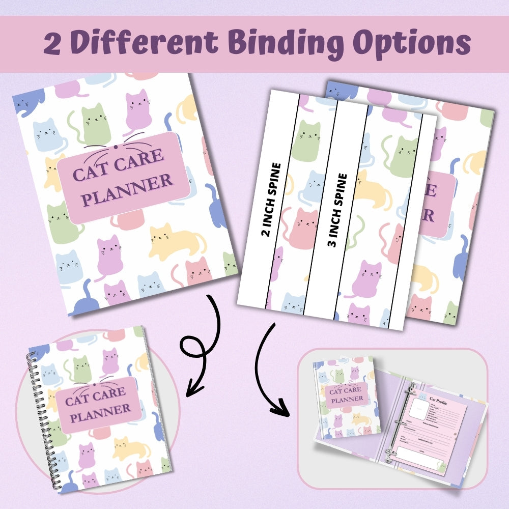 PLR Pastel Cat Care Planner | Editable Pet Care Organizer Templates