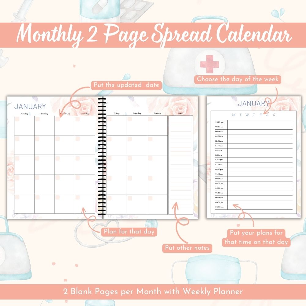 PLR Nurse Planner | Peach Editable Healthcare Worker Templates