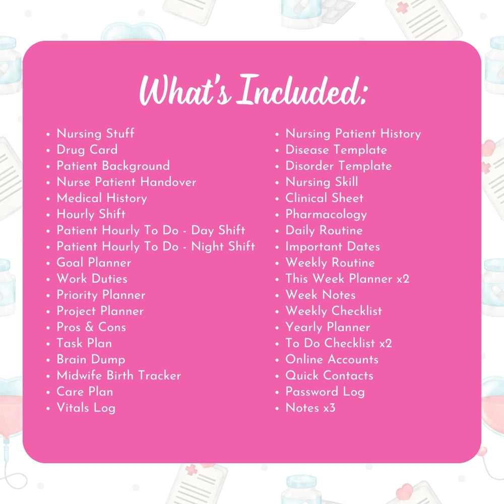 PLR Pink Healthcare Worker/Nurse Planner | Editable Organizer Templates
