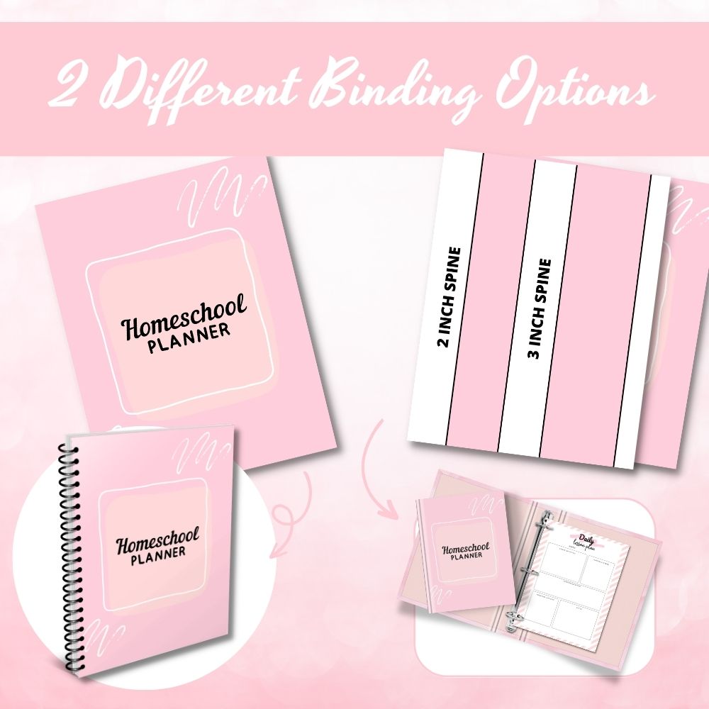 Pink Homeschool Planner | Organize Lessons Schedules & Goals