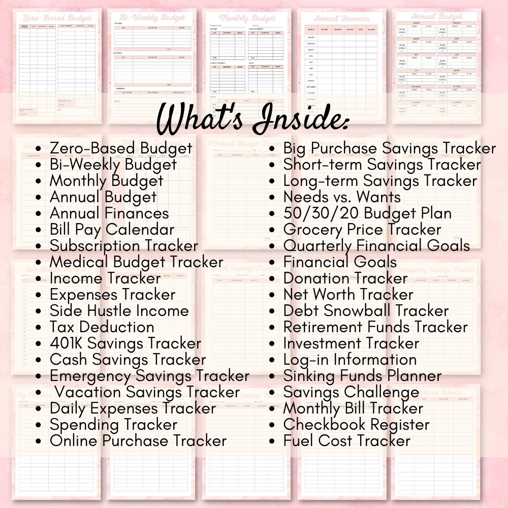 PLR Personal Finance Planner | Pink Editable Budget Templates