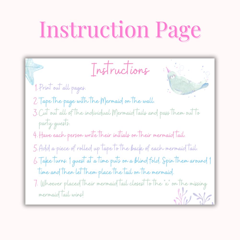 Pin the Tail on the Mermaid – Birthday Party Game