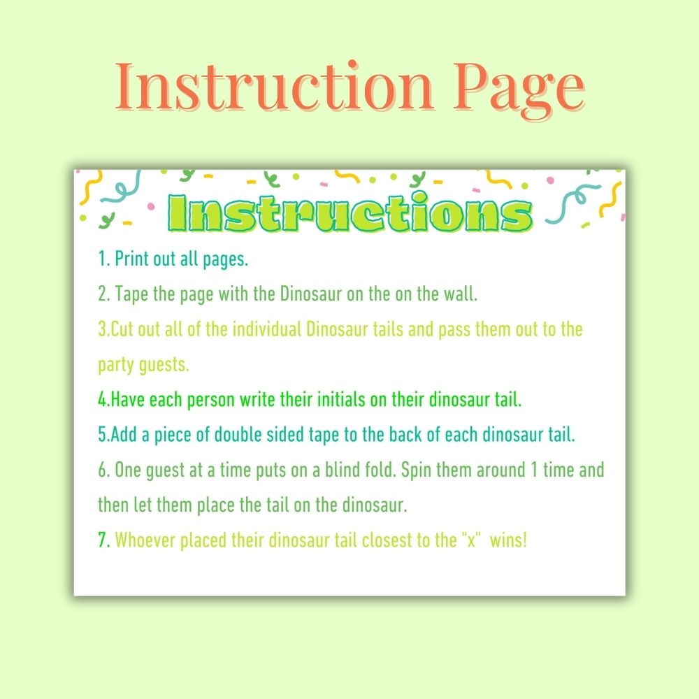 Pin the Tail on the Dinosaur – Birthday Party Game