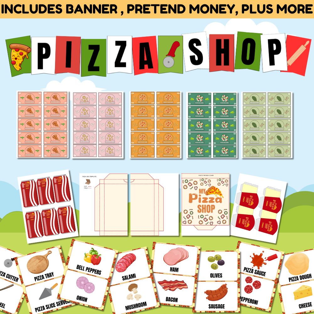 Pizza Shop Pretend Play Printables – 52 Page Set