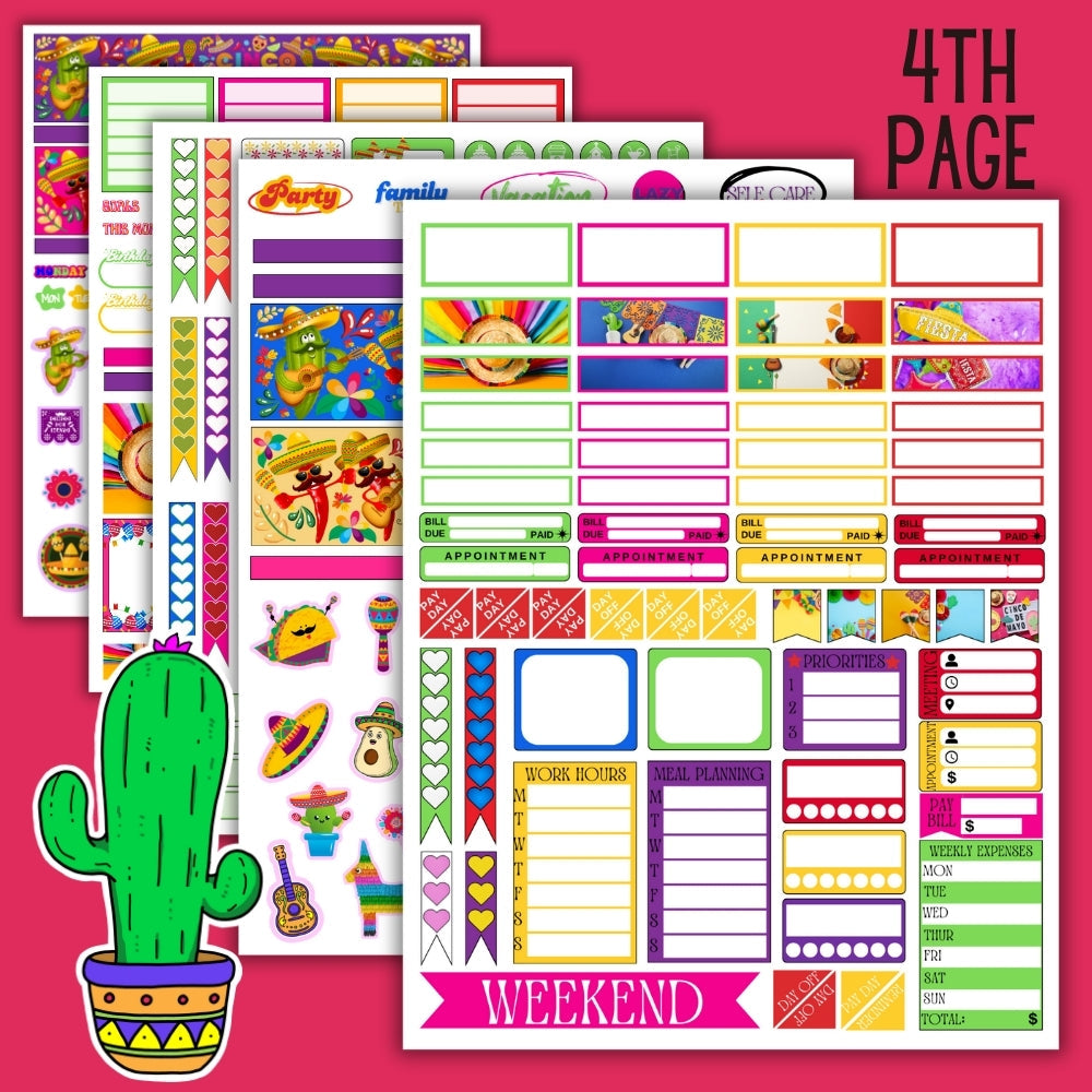 Cinco de Mayo Planner Stickers – 5 Printable Pages