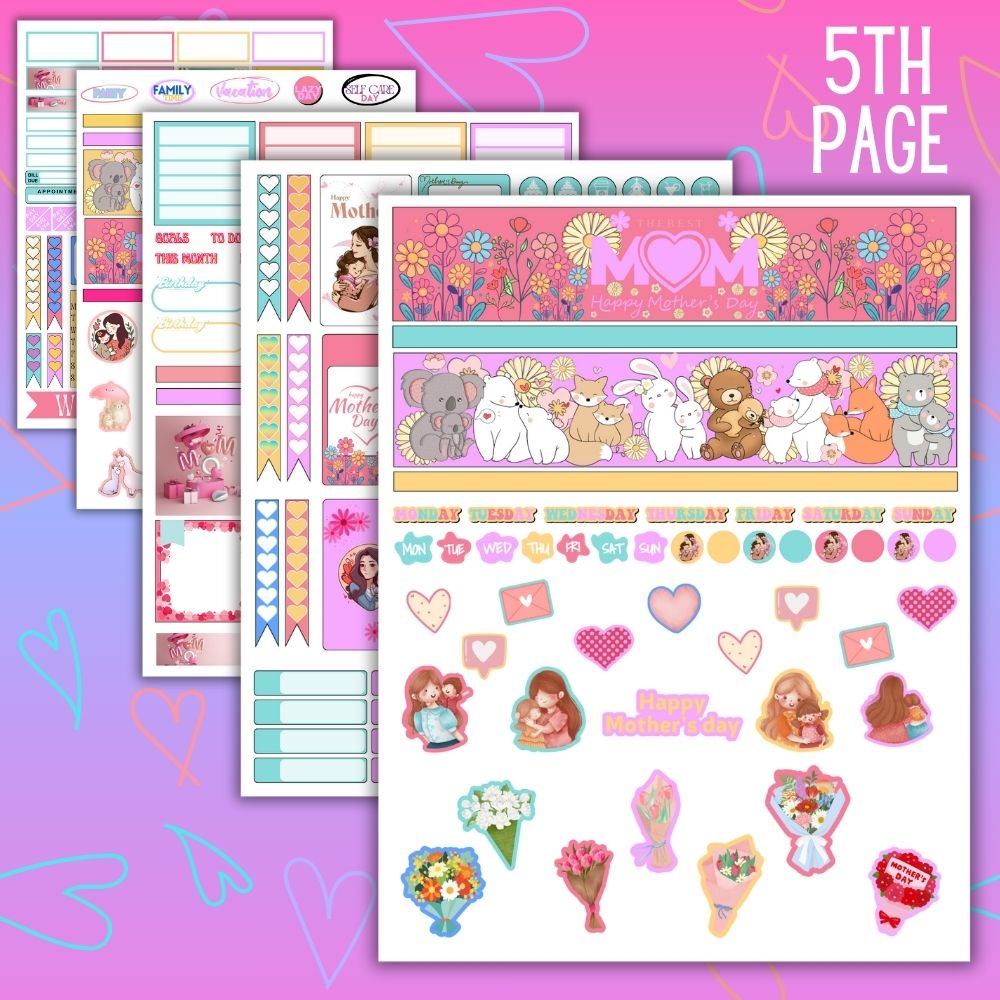 Mother’s Day Planner Stickers – 5 Printable Pages