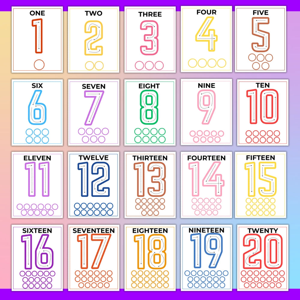Printable Play Dough Mats – Numbers 1–20 for Kids
