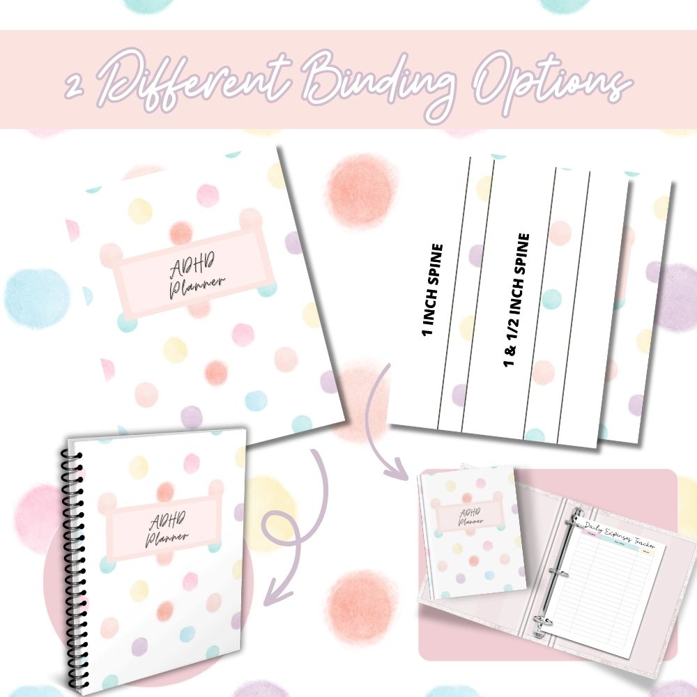 PLR ADHD Planner | Polka Dot Editable Focus & Routine Templates