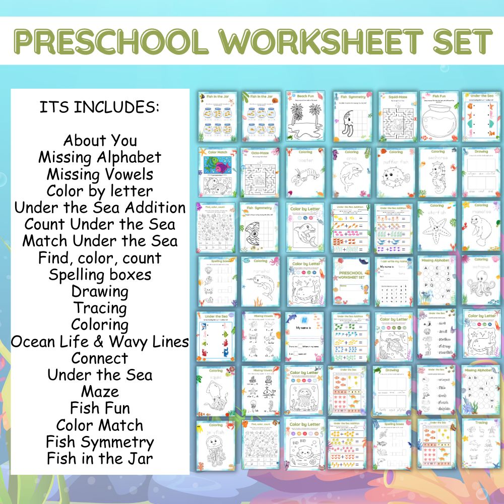 Preschool Worksheets Under the Sea – 50 Ocean Printables