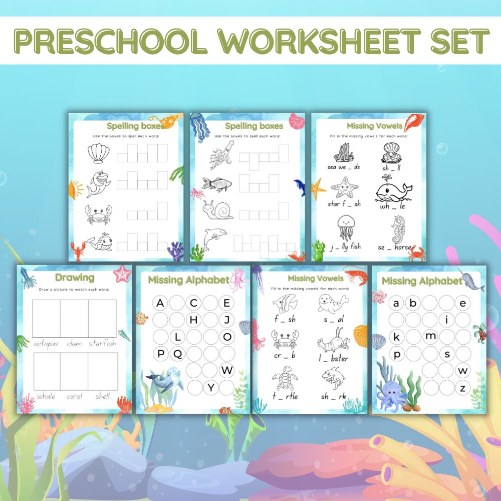 Preschool Worksheets Under the Sea – 50 Ocean Printables