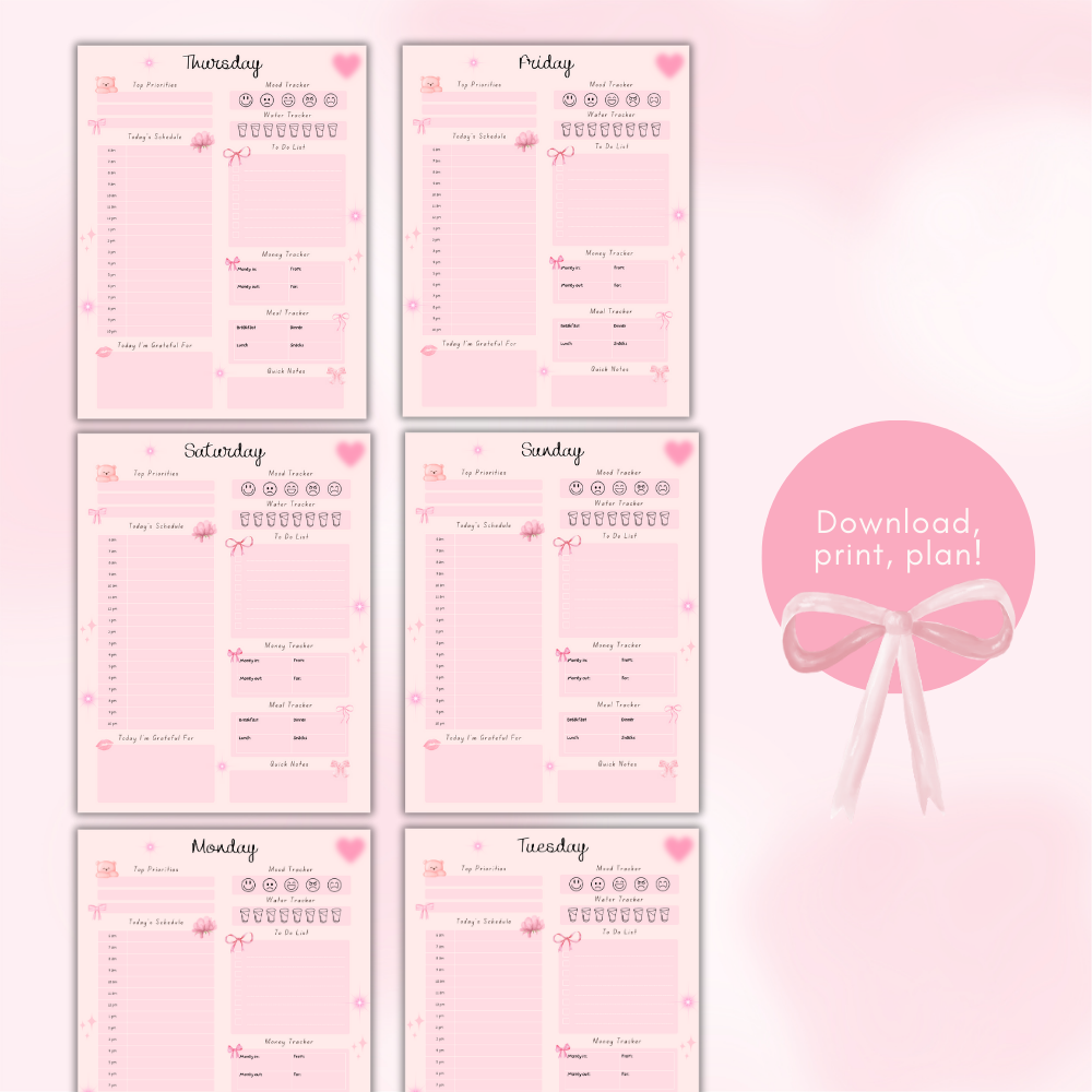 PLR 7 Day Planner Pack | Editable Weekly Planner Templates