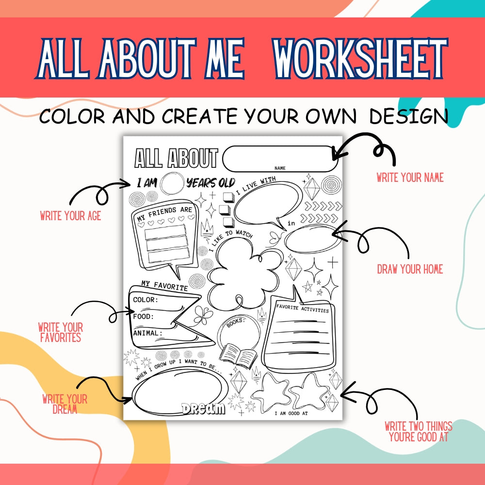 All About Me Worksheets for Kids Printable