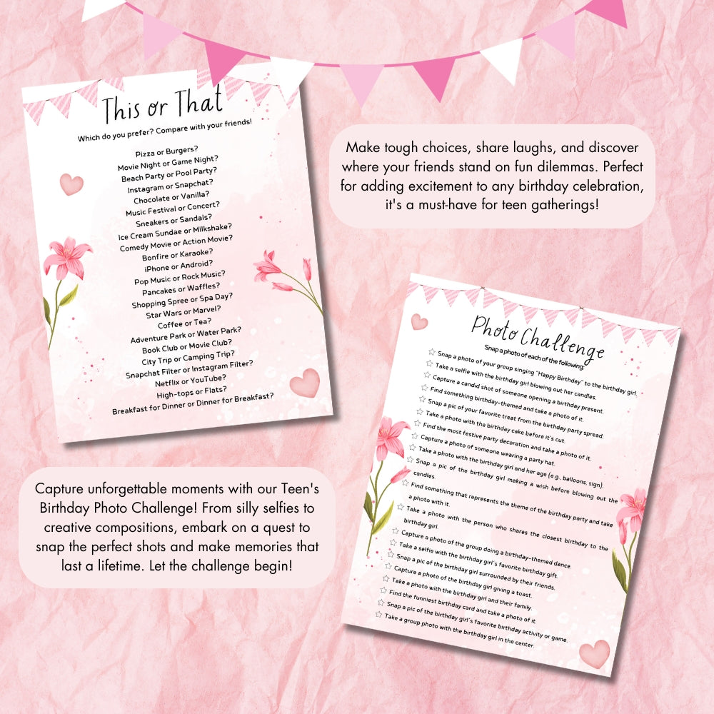 Teen Birthday Party Game Bundle – 19 Fun Printables