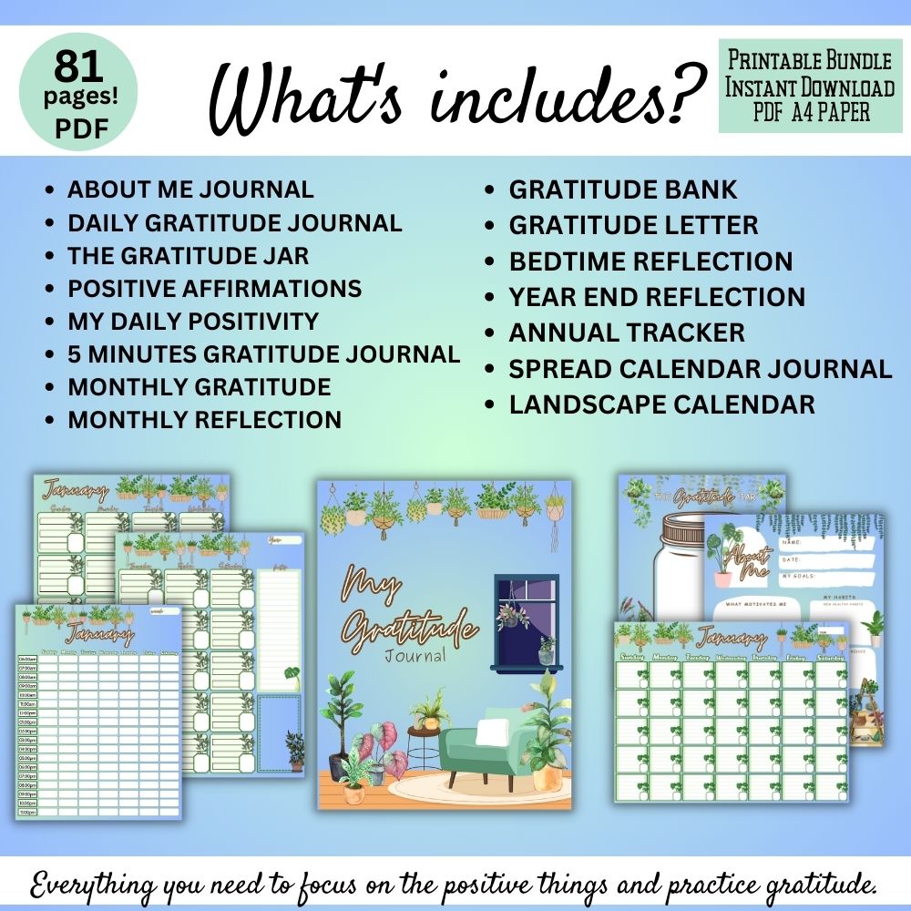 PLR Blue Gratitude Journal | Journals for positivity | My Store