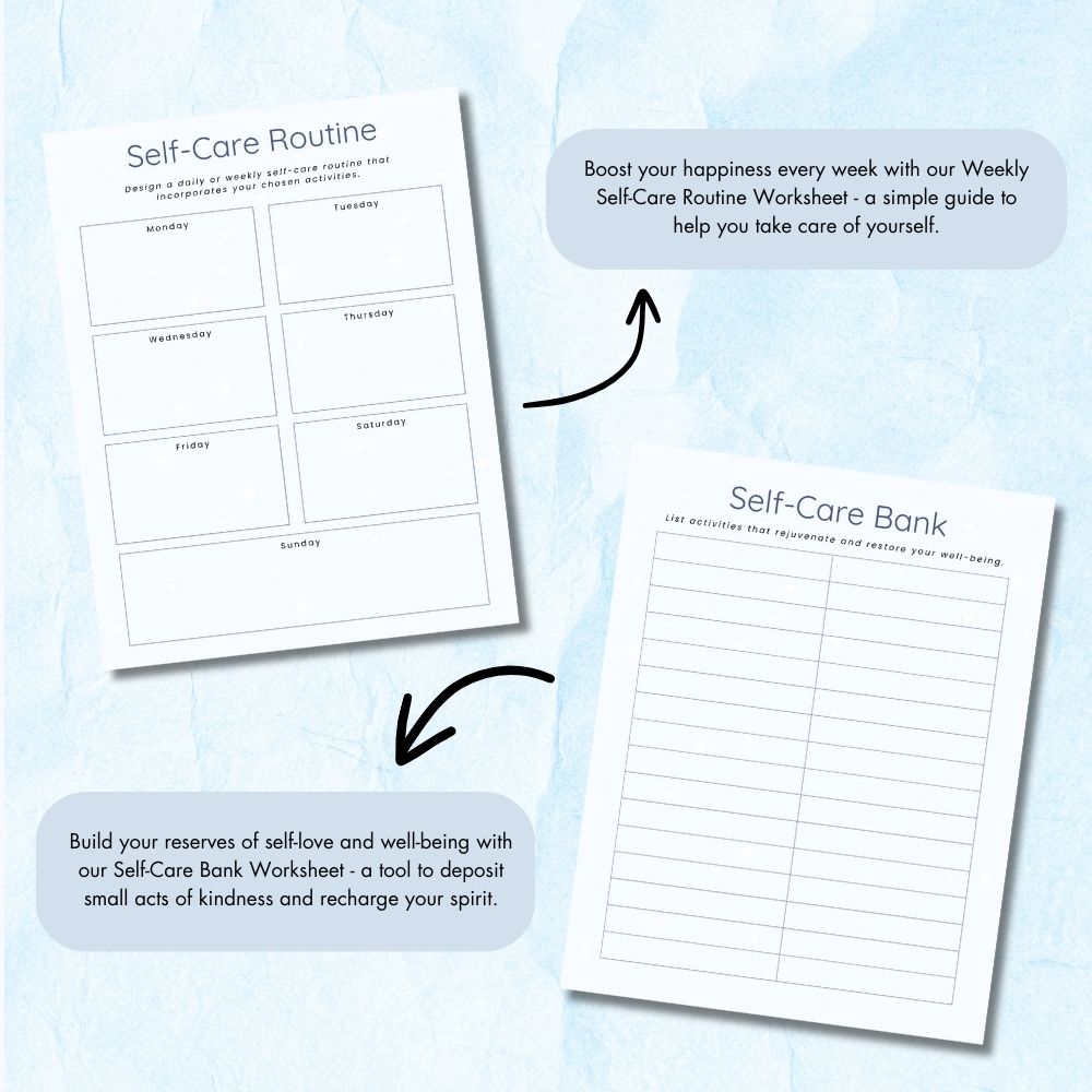 PLR Blue Self-Care Worksheet Set | Journals for self-care | My Storec