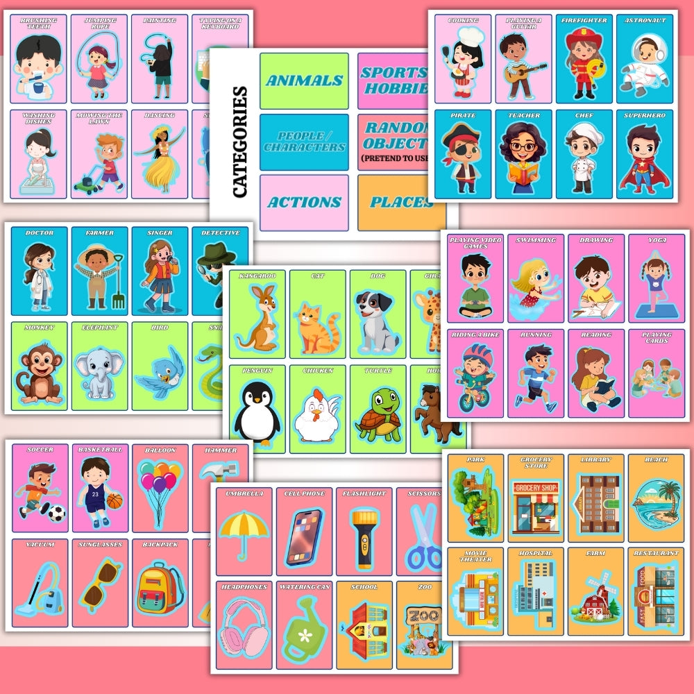 Printable Charades Game – 64 Fun Party Cards