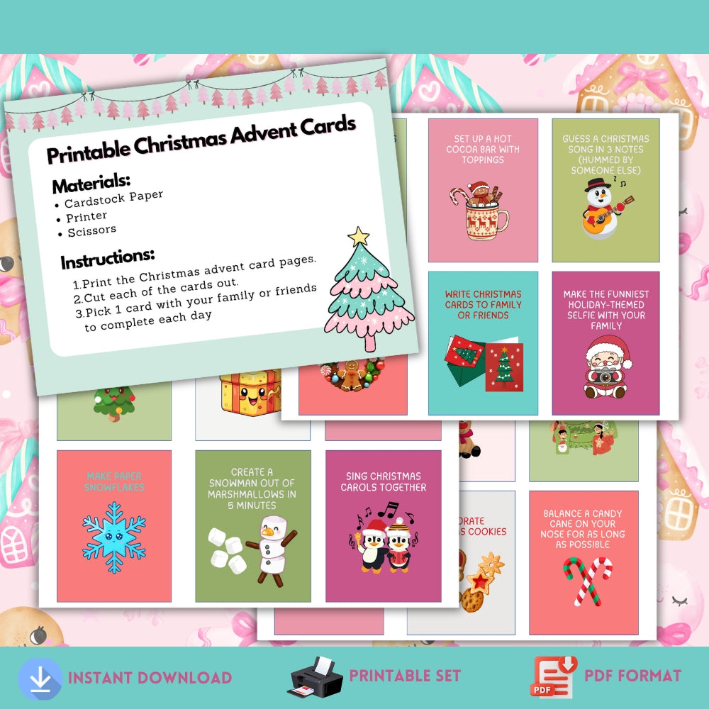 Printable Christmas Advent Cards