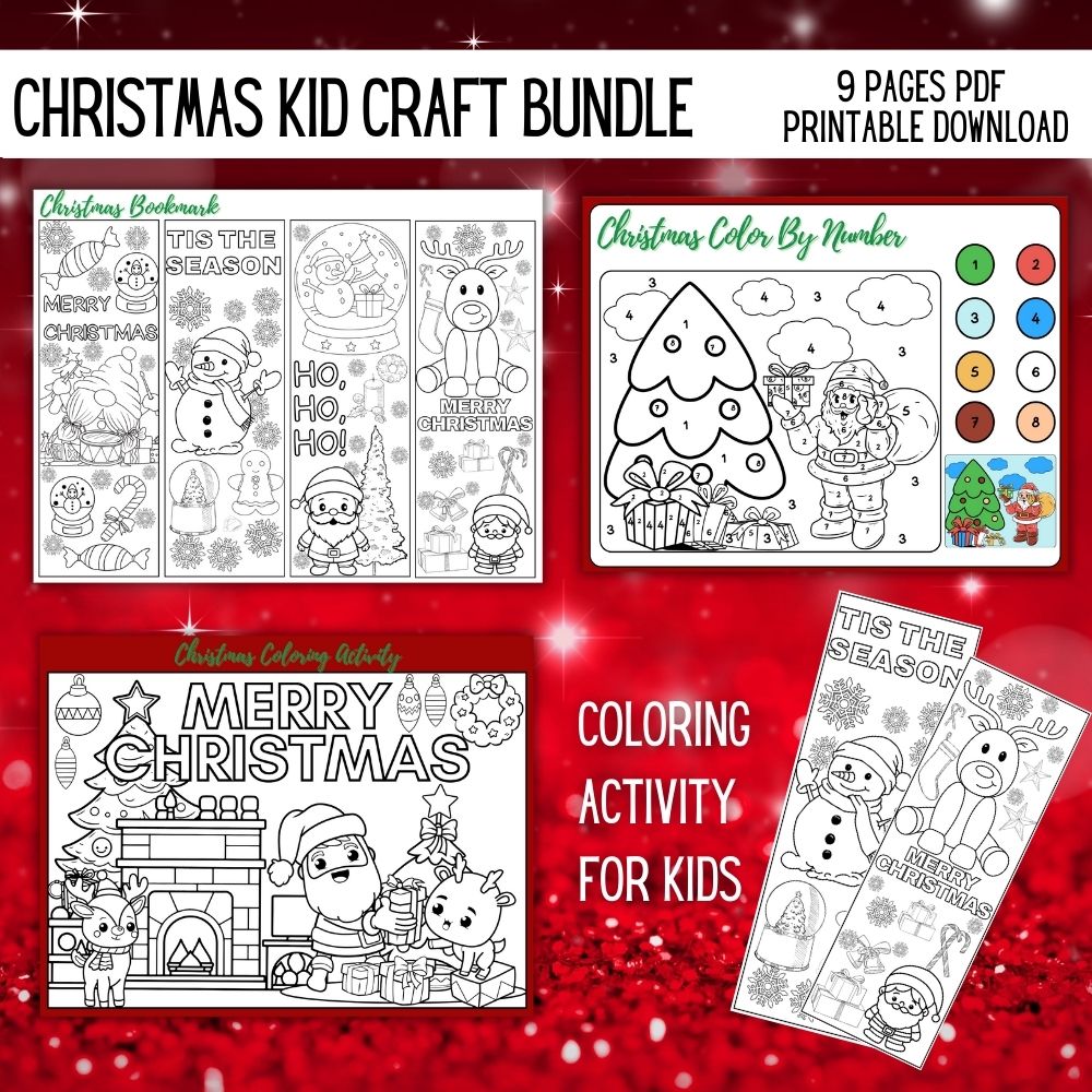 Red Christmas Kid Craft Bundle – 8 Festive Printables