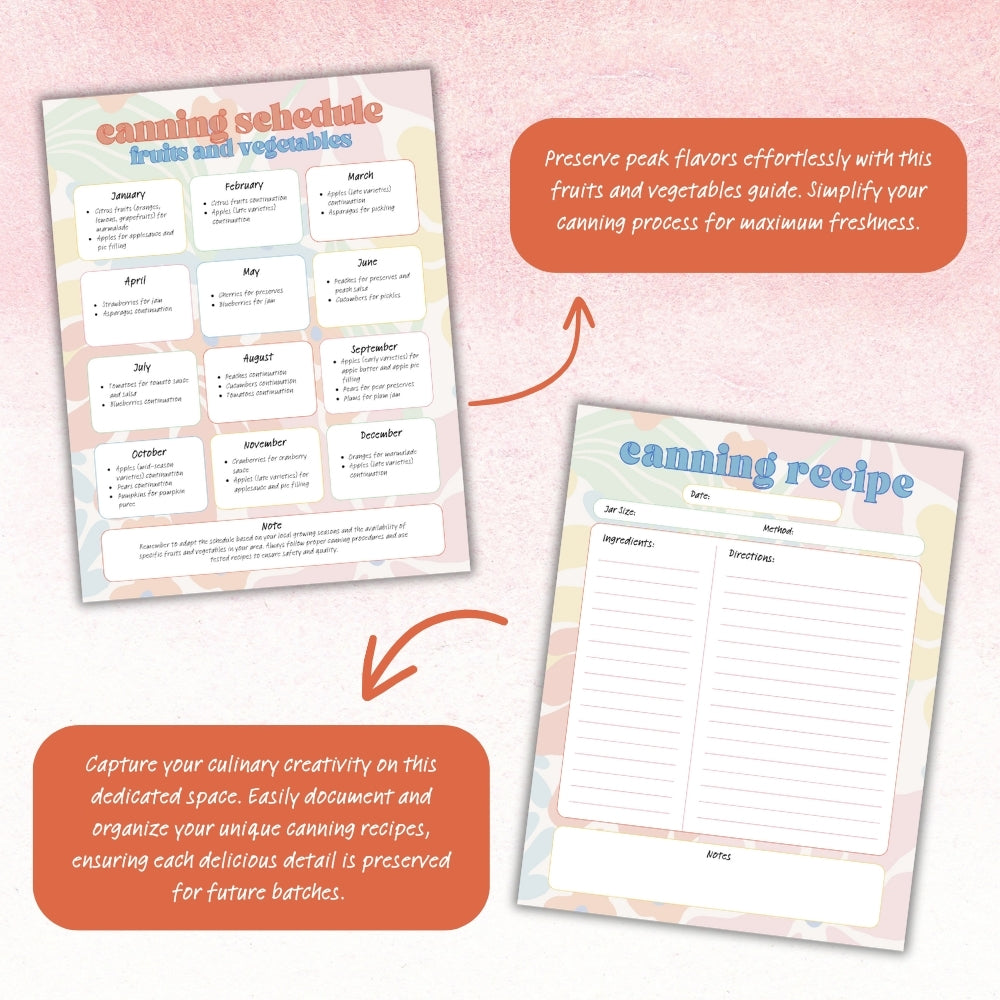 PLR Colorful Canning Planner | Editable Food Preservation Templates