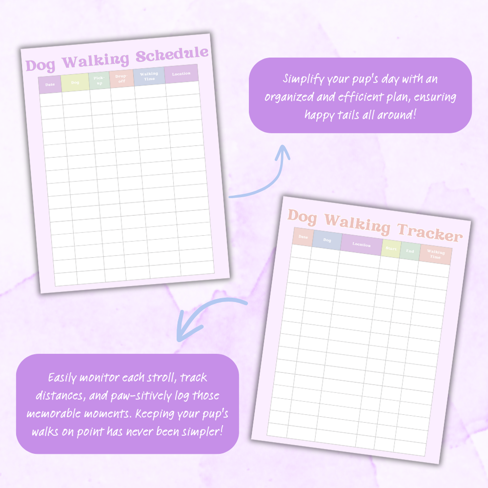 PLR Colorful Dog Walker Planner | Editable Pet Care Templates
