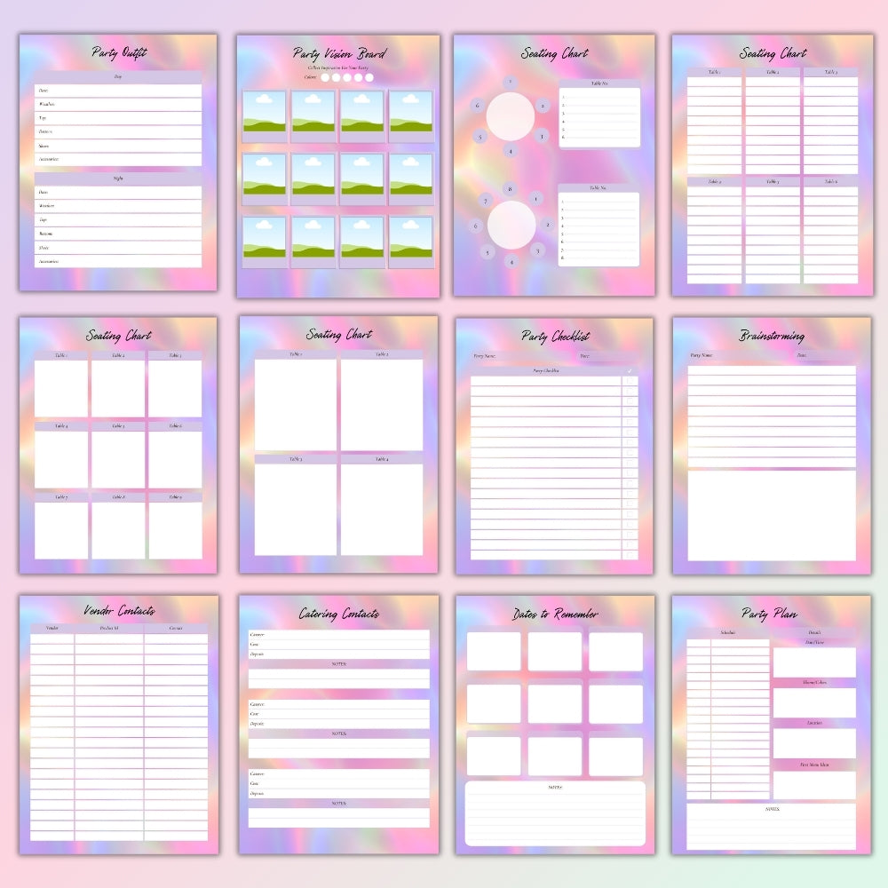 PLR Colorful Event & Party Planner | Editable Party Planning Templates