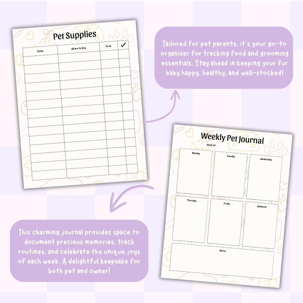 PLR Colorful Pet Planner | Editable Pet Care Organizer Templates