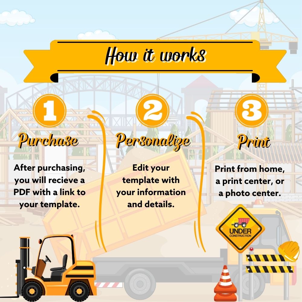 Construction Birthday Invitation Template
