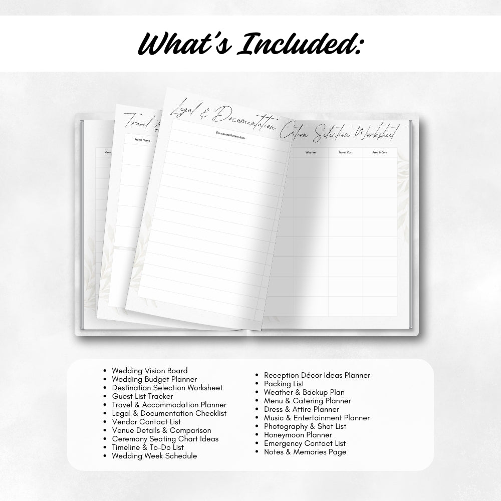PLR Destination Wedding Planner | Printable Editable Binder