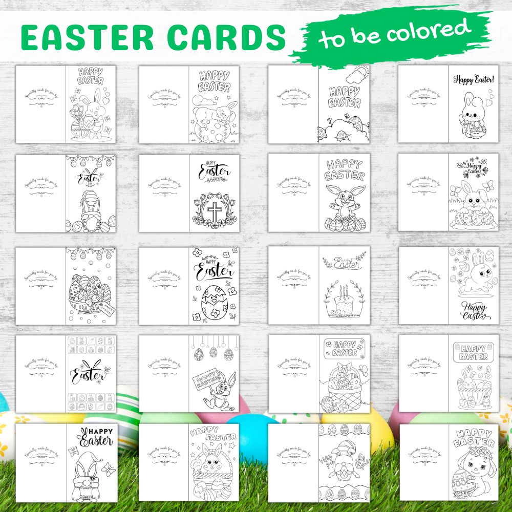 Easter Coloring Cards – 20 Printable DIY Designs
